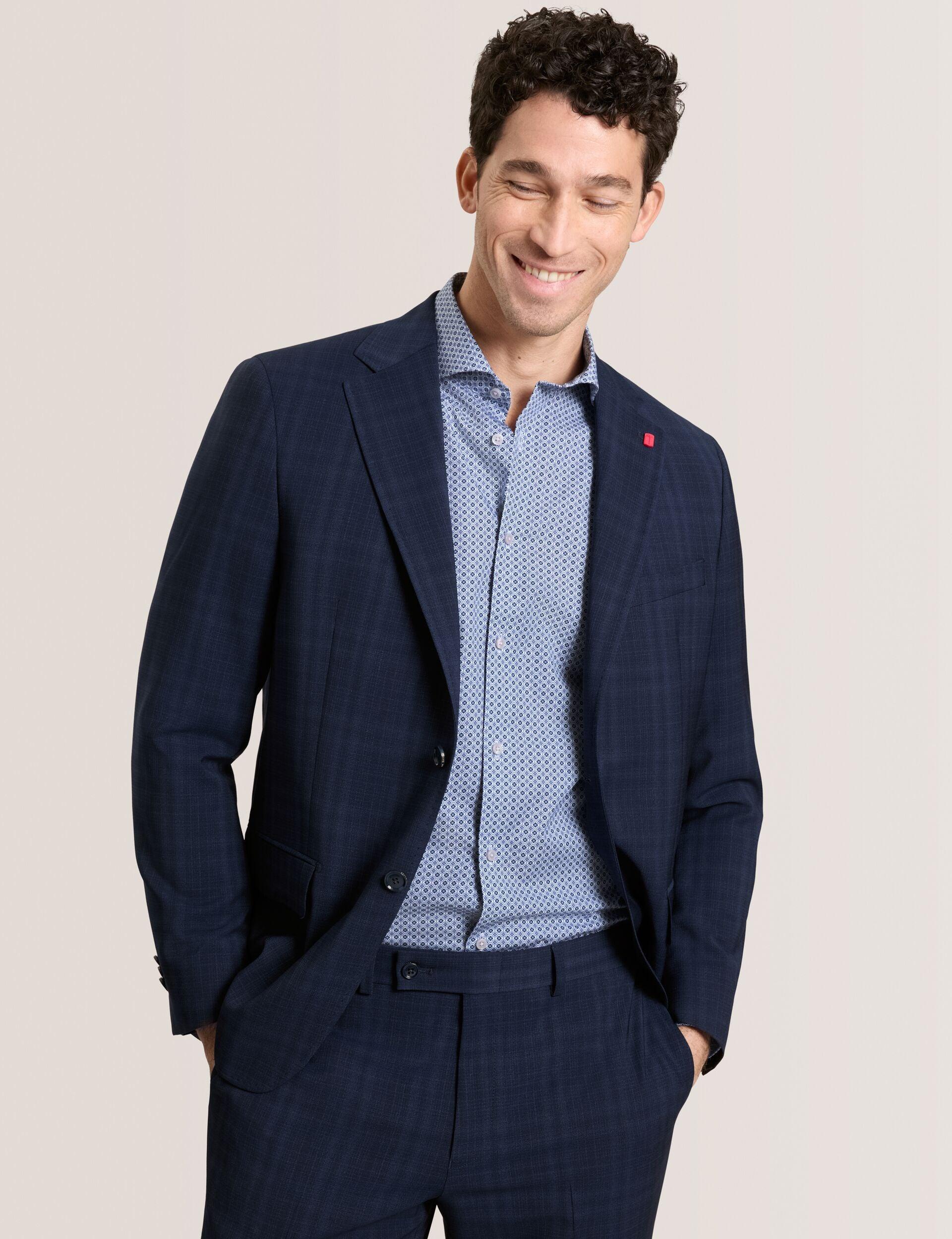 Single Breasted Two Button Notch Flat Front Plaid Jacket by TED BAKER
