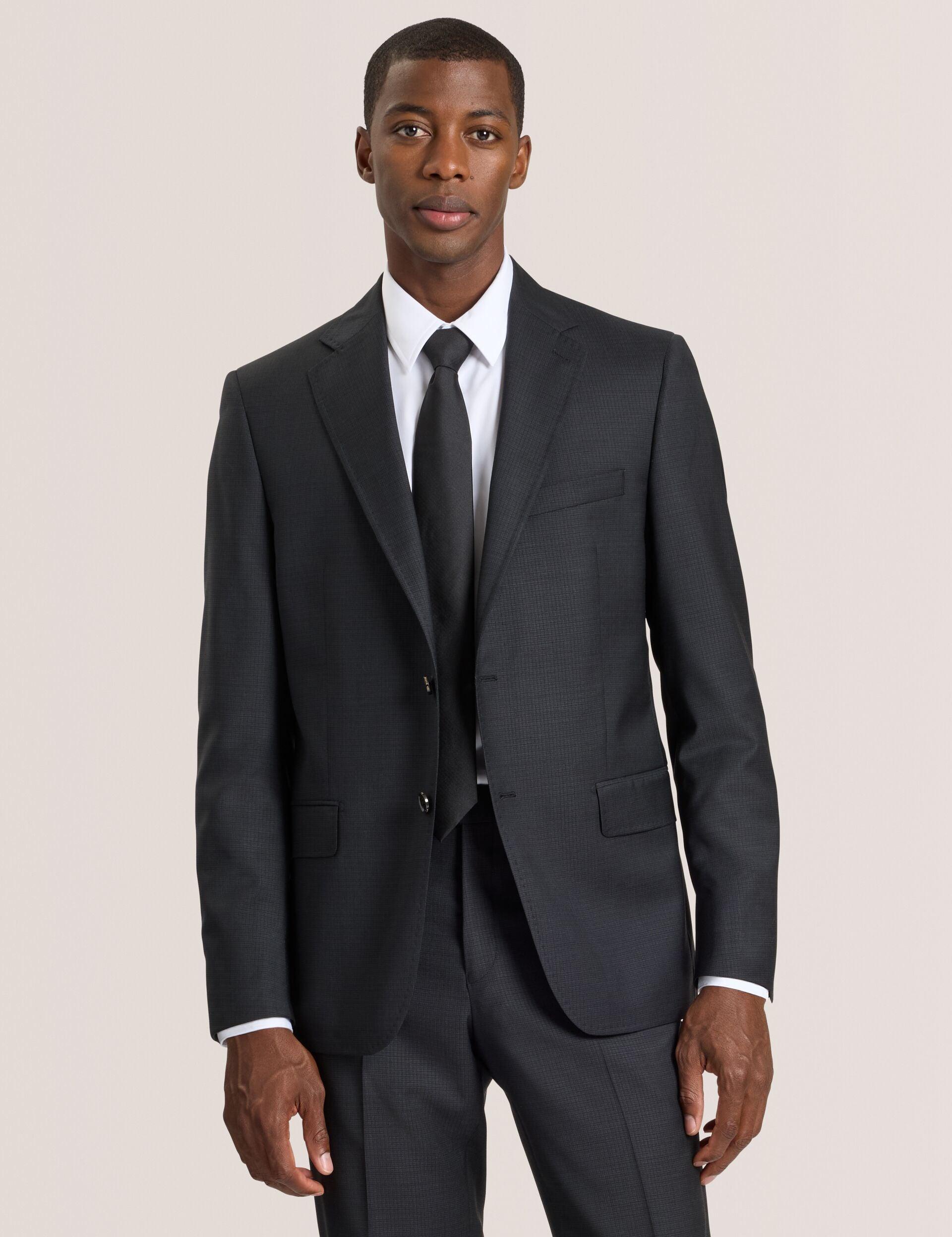 Single Breasted Two Button Notch Fully Fashioned Grid Suit Jacket by TED BAKER