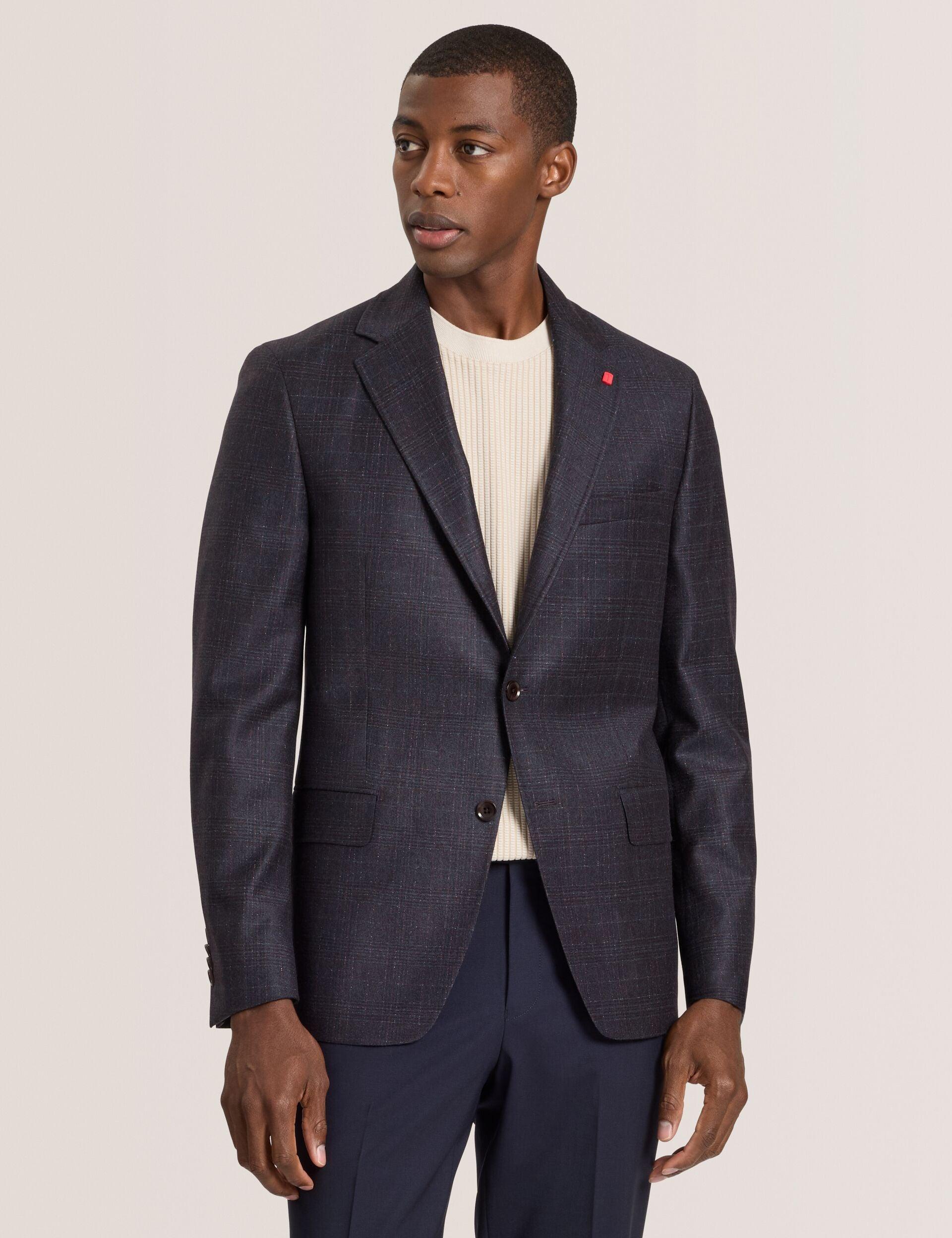 Single Breasted Two Button Notch Fully Fashioned Plaid Jacket by TED BAKER
