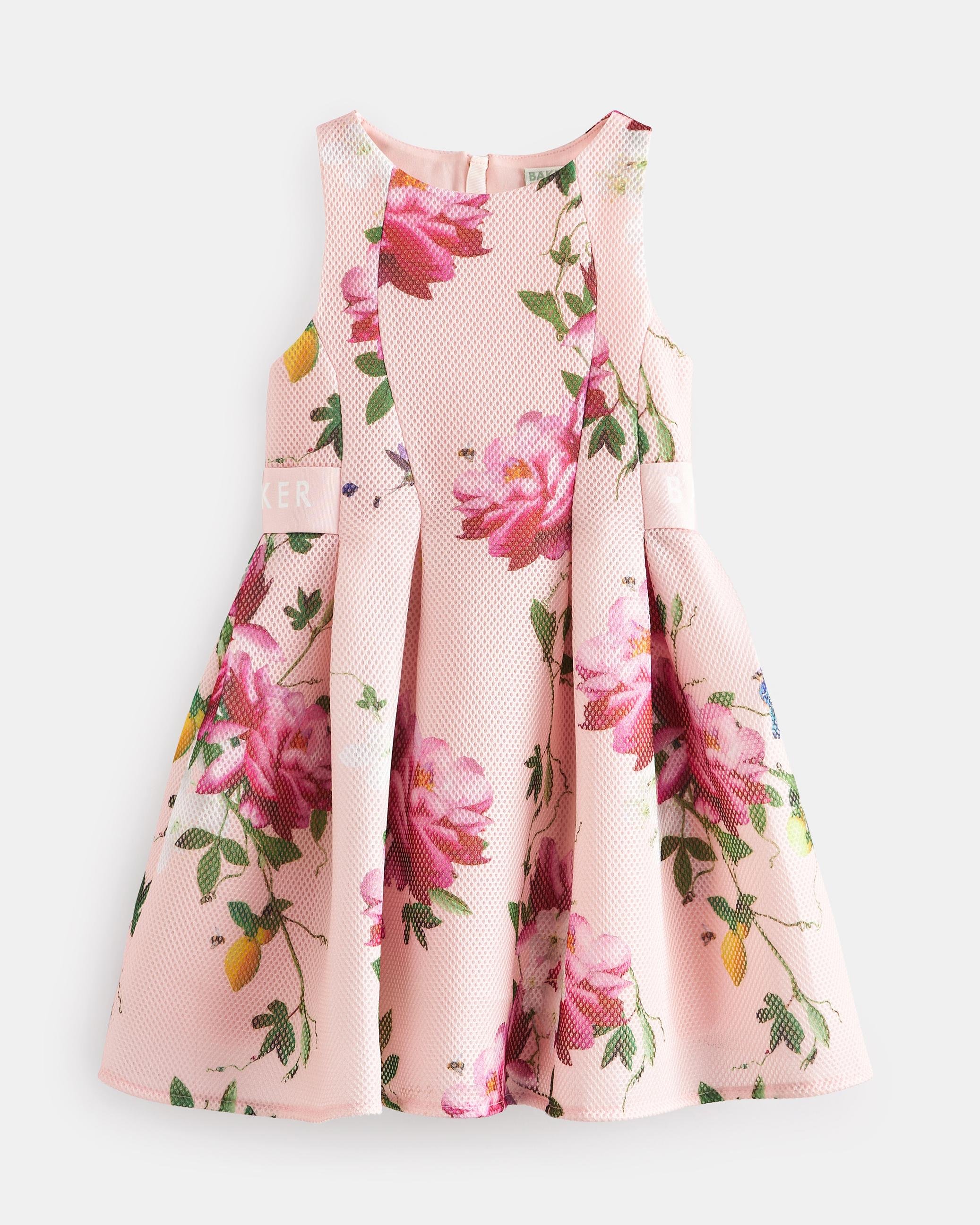 Sleeveless Floral Pleated Mesh Dress - KEEYLII - Pink by TED BAKER