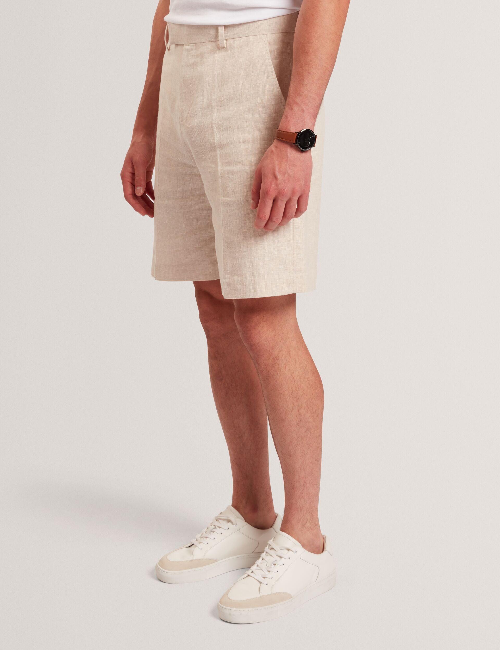 Slim Fit Linen Blend Tailored Shorts by TED BAKER