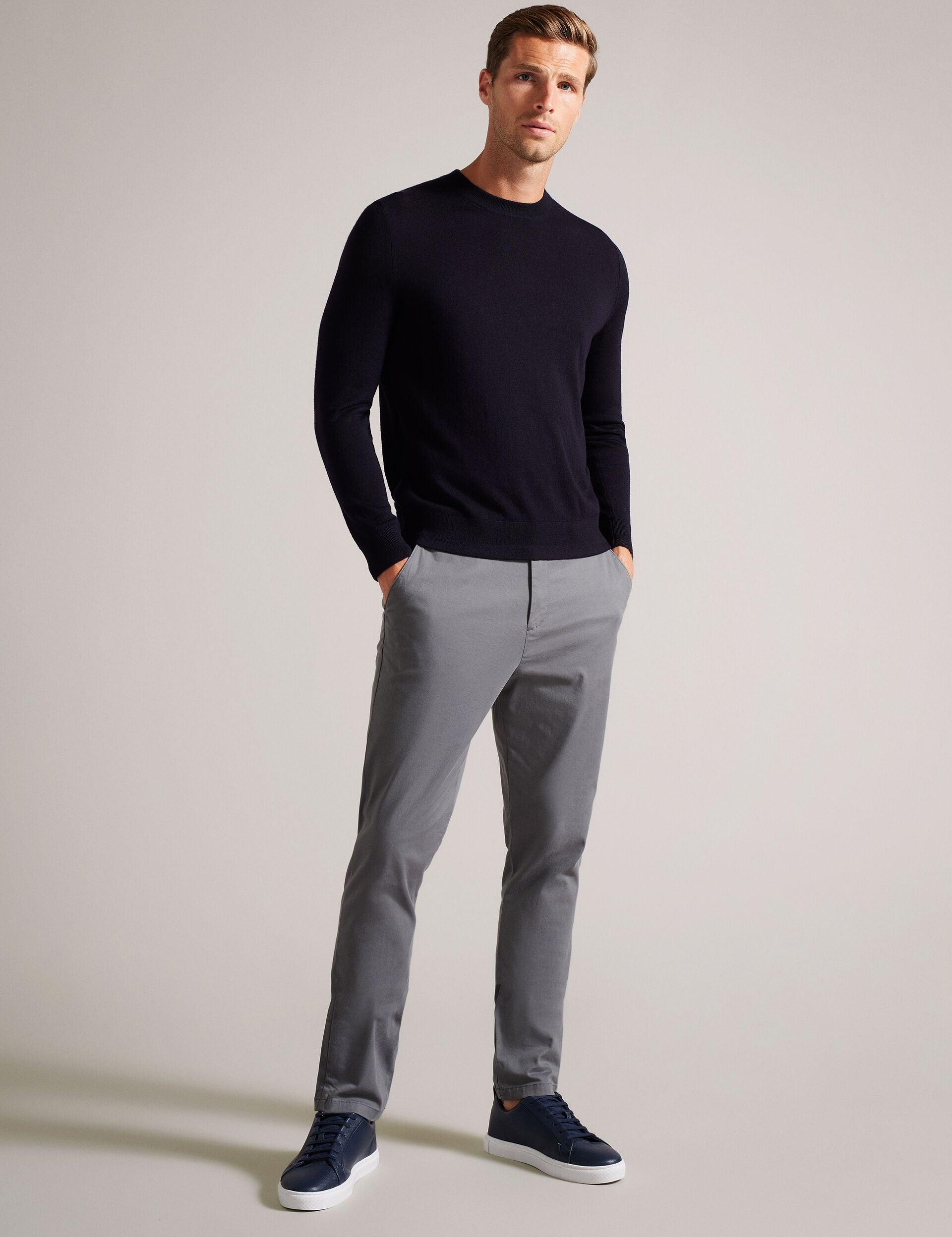 Slim Fit Textured Cotton Blend Chinos by TED BAKER