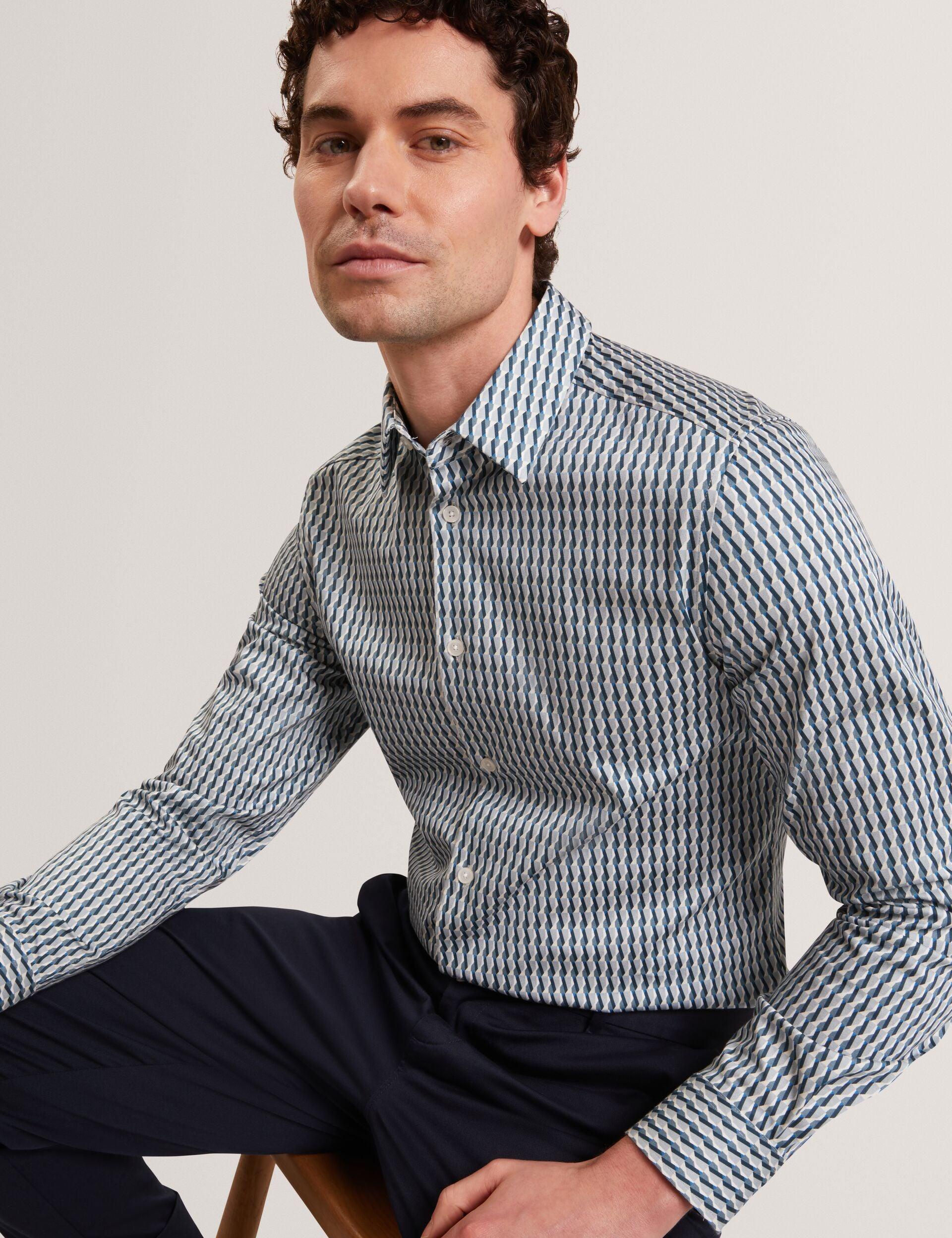 Slim Geo Striped Long Sleeve Shirt by TED BAKER