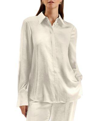 Sonora Long Line Satin Shirt by TED BAKER