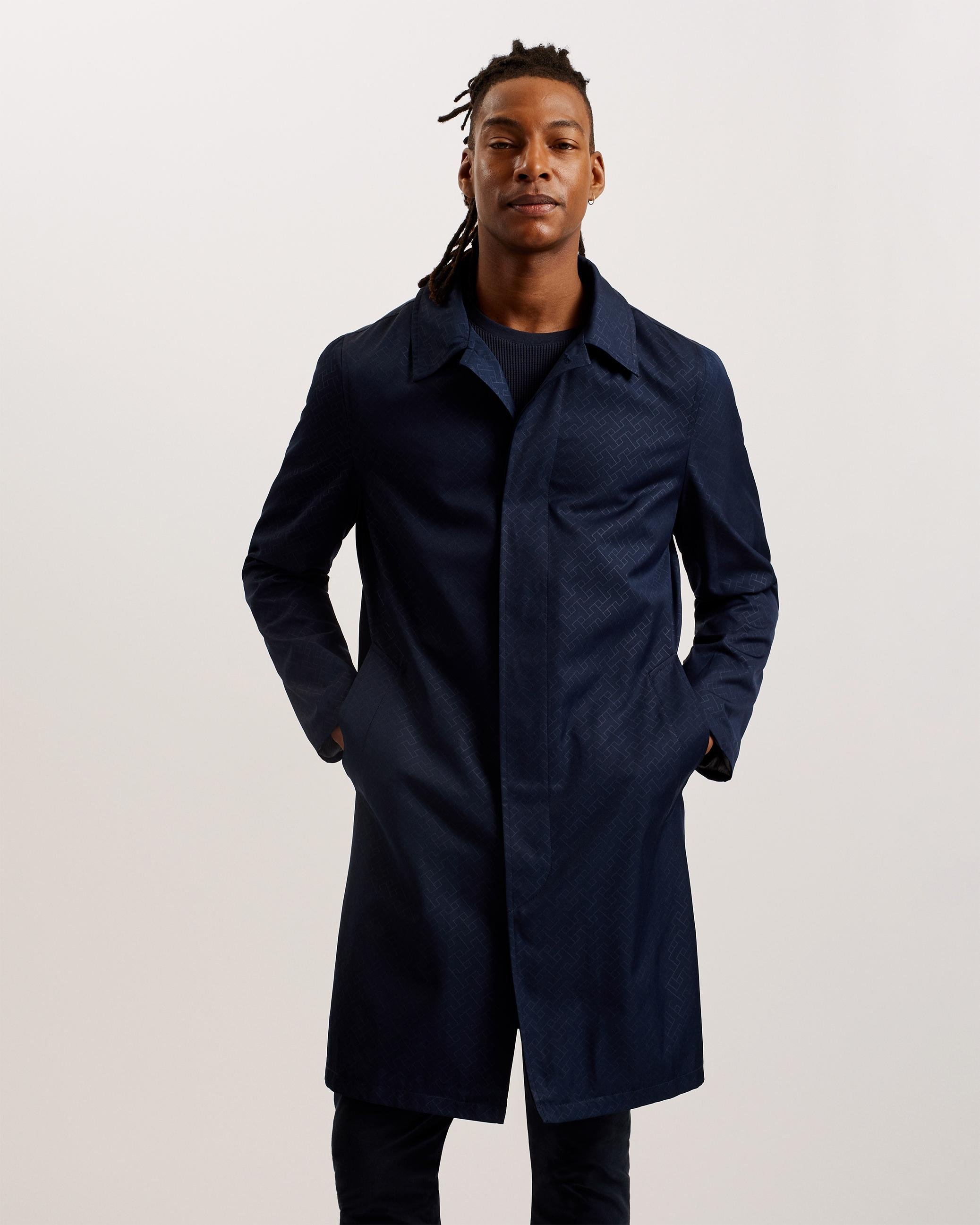 T Print Mid Length Mac - DOVDALE - Navy by TED BAKER