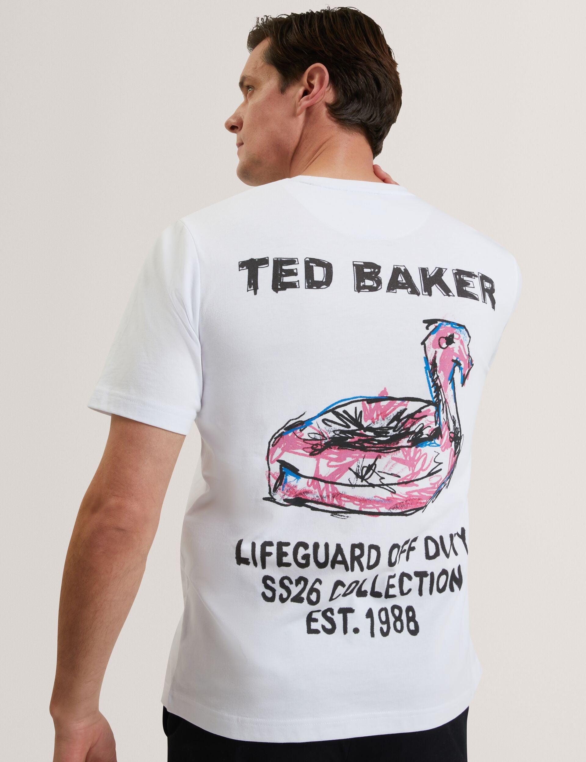 T-shirt en coton à motif flamant rose au dos by TED BAKER