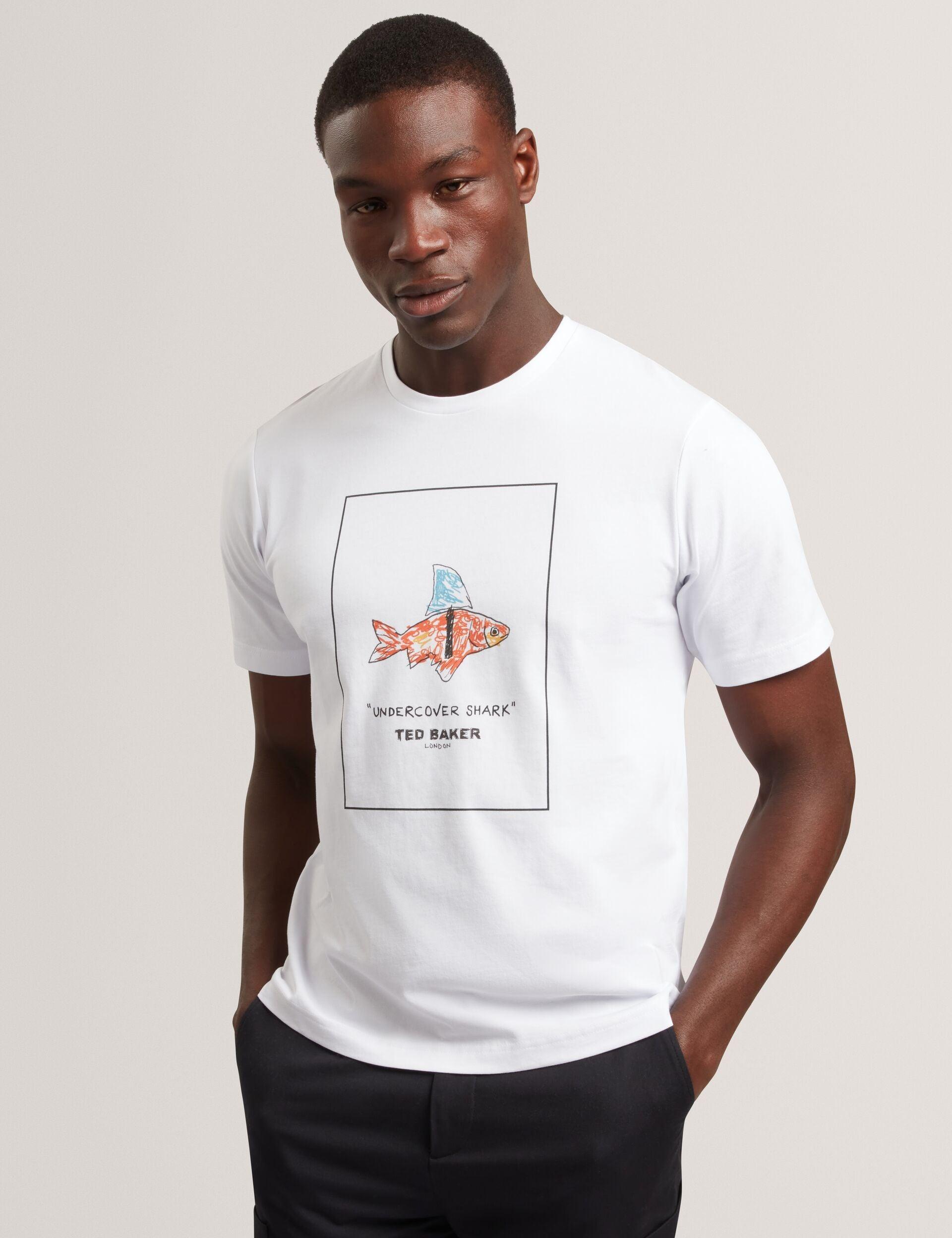 T-shirt en pur coton avec motif de poisson rouge by TED BAKER