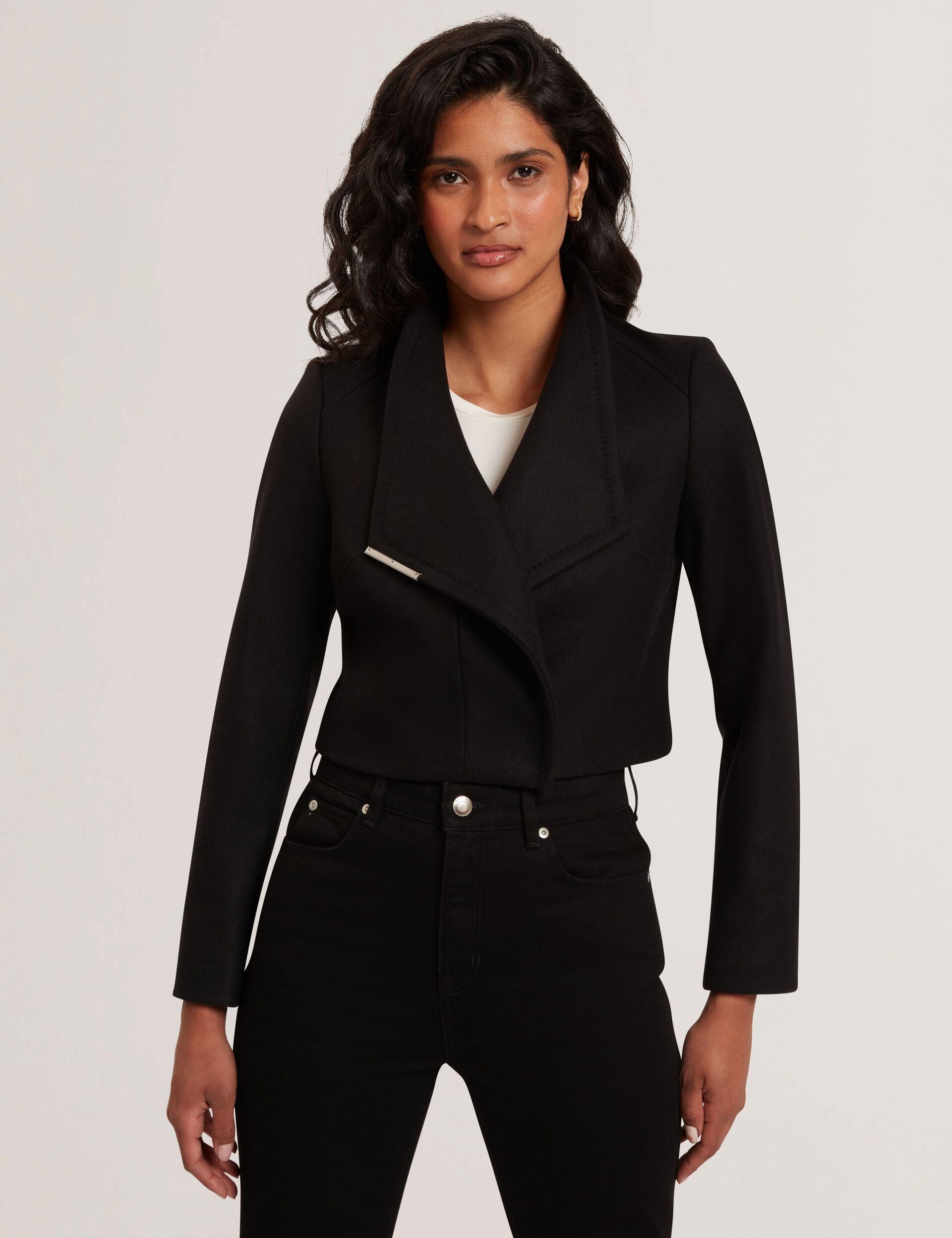 Tailored Cropped Wool Wrap Jacket by TED BAKER