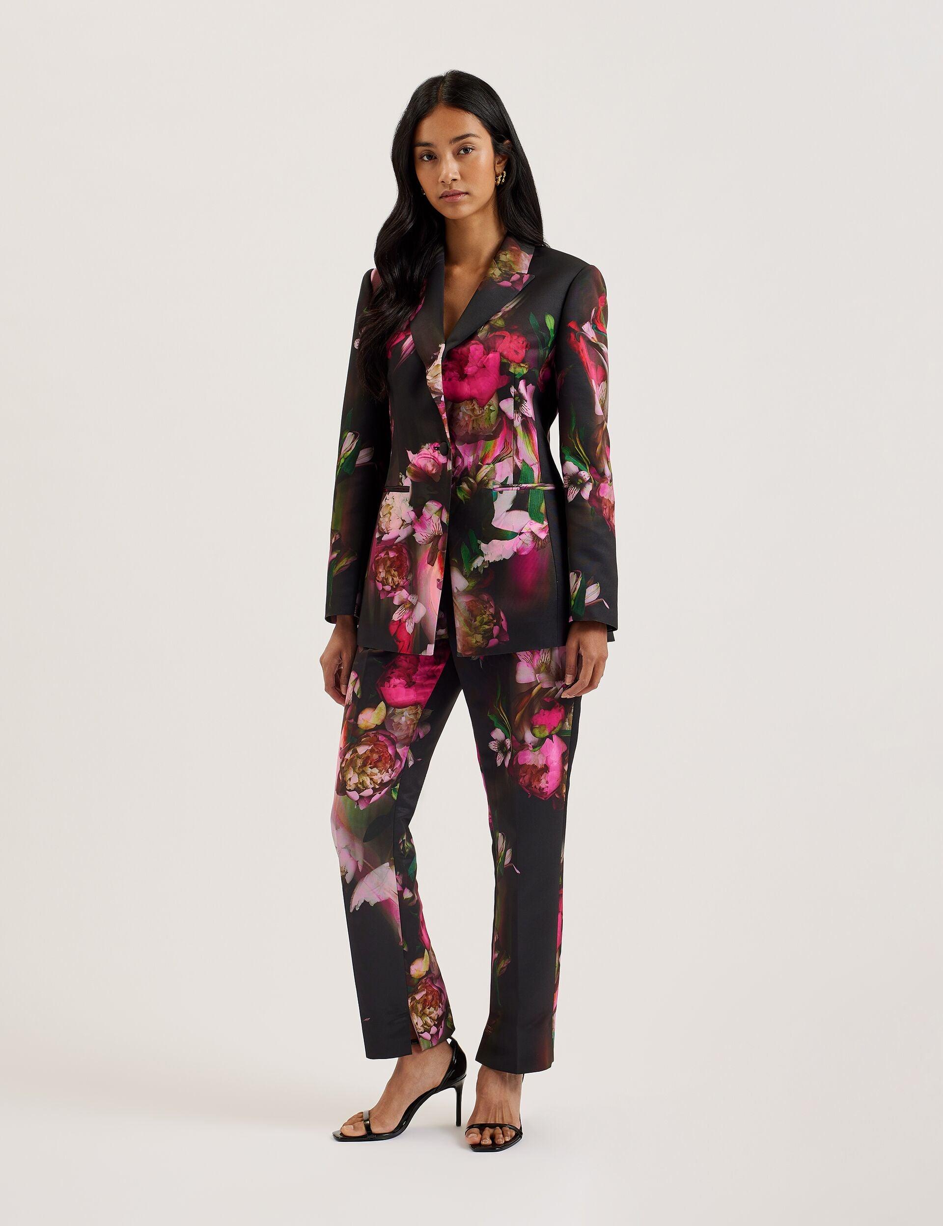 Tapered Leg Floral Print Tailored Trousers by TED BAKER