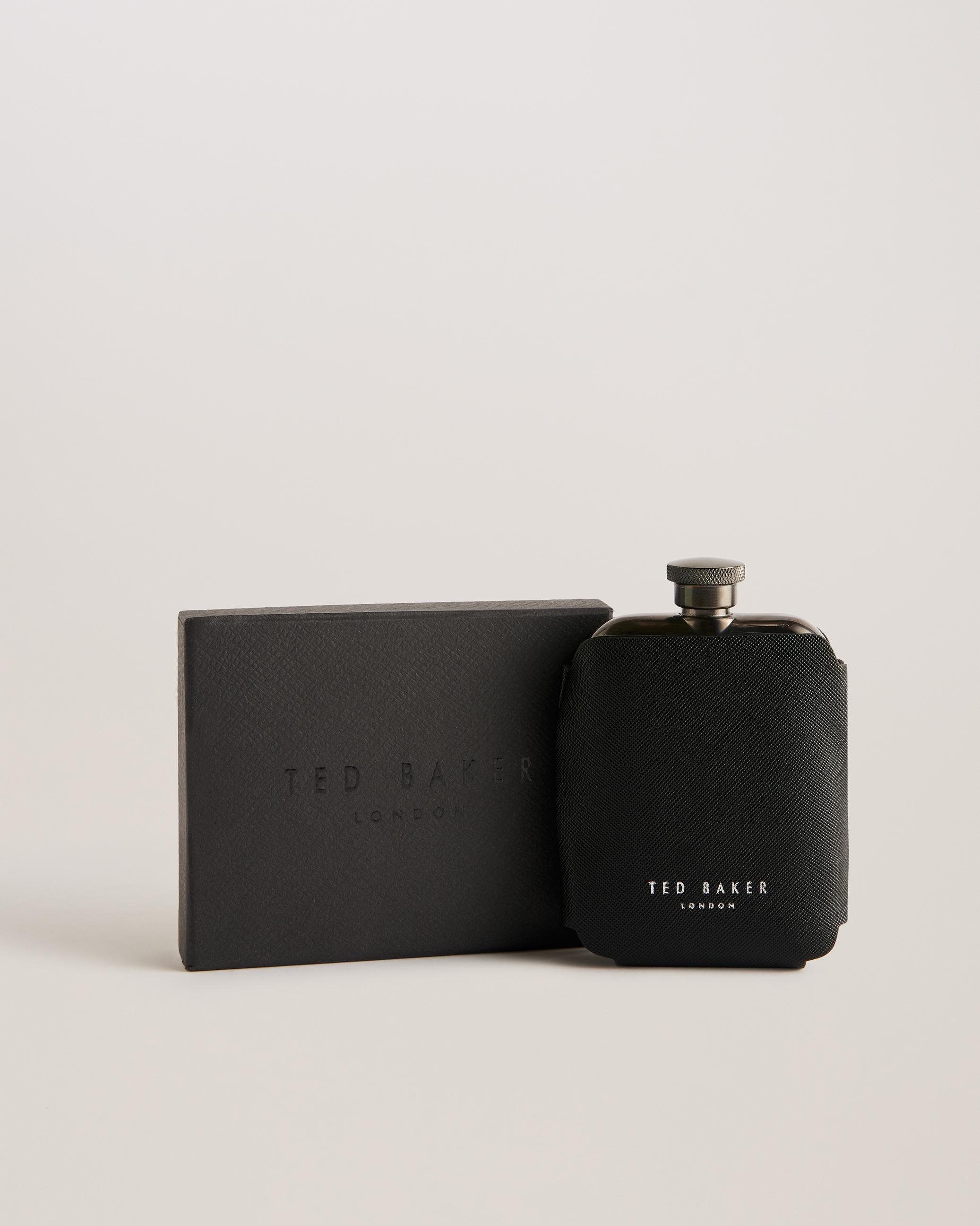 Textured Faux Leather Hip Flask - STIVIE - Black by TED BAKER