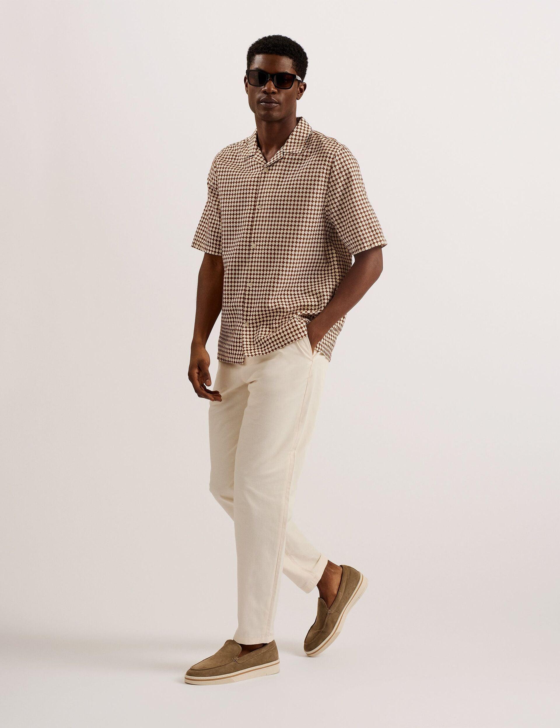 Textured Grid Cotton Short Sleeve Shirt by TED BAKER