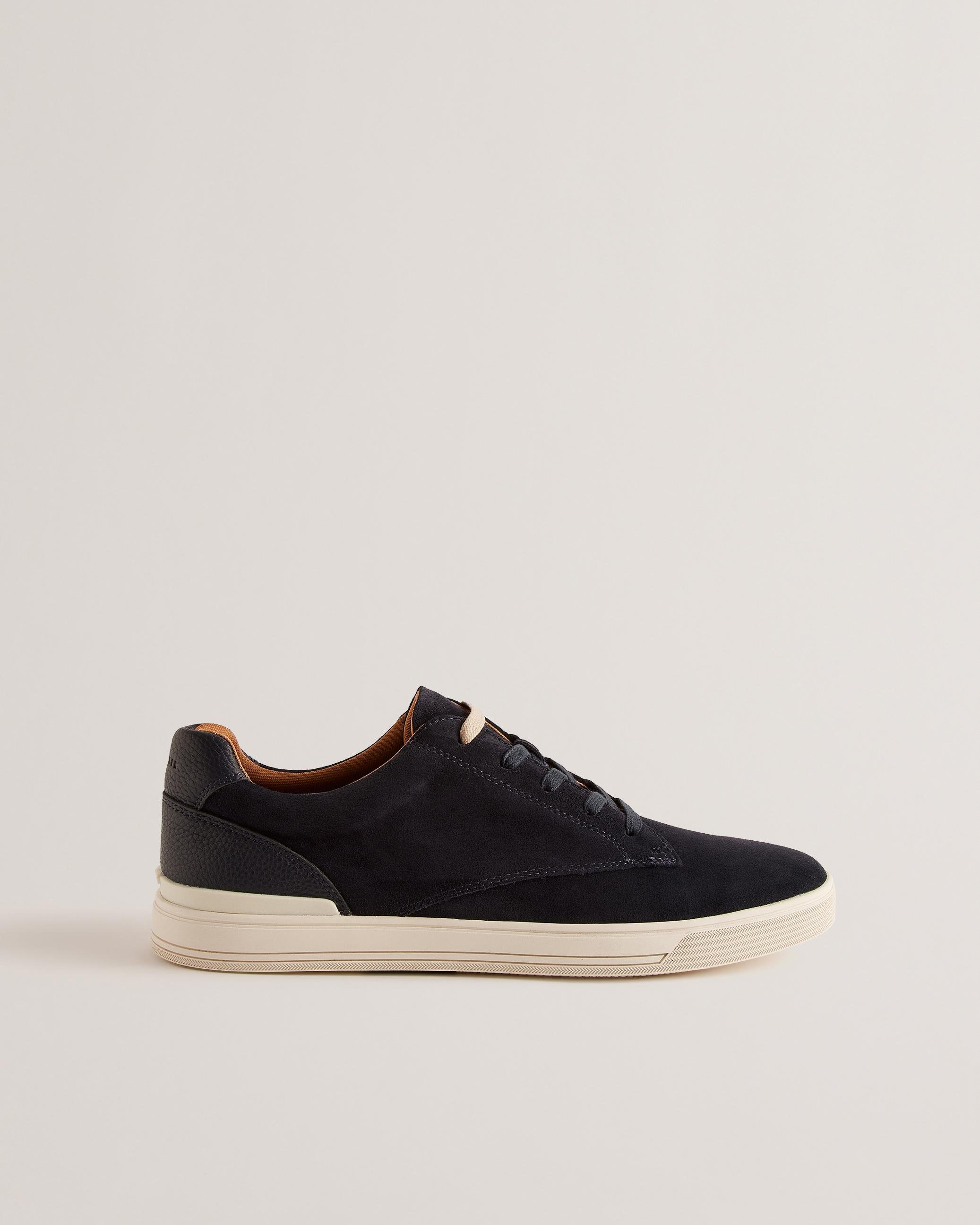 Textured Leather Low Top Trainers - BRENTFD - Navy by TED BAKER