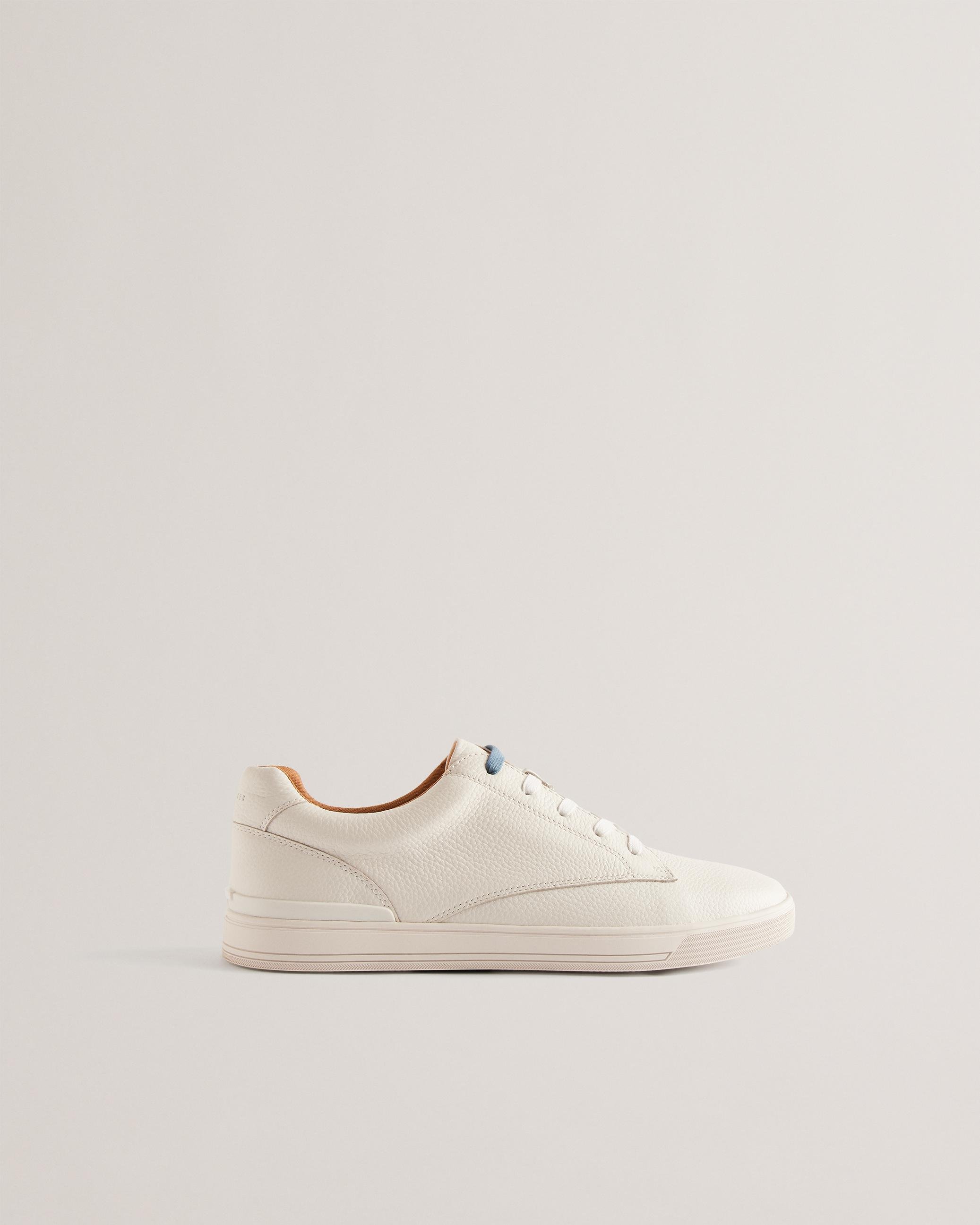 Textured Leather Low Top Trainers - BRENTFD - White by TED BAKER