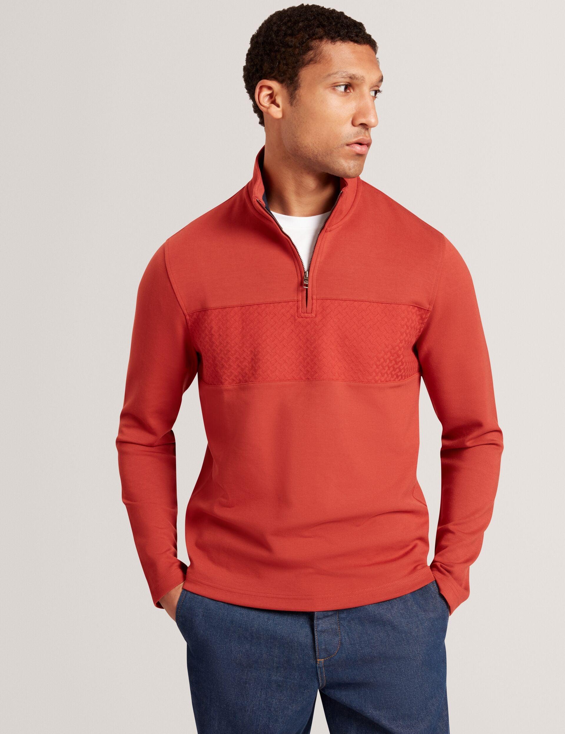 Textured Panel Half-Zip Modal Sweatshirt by TED BAKER