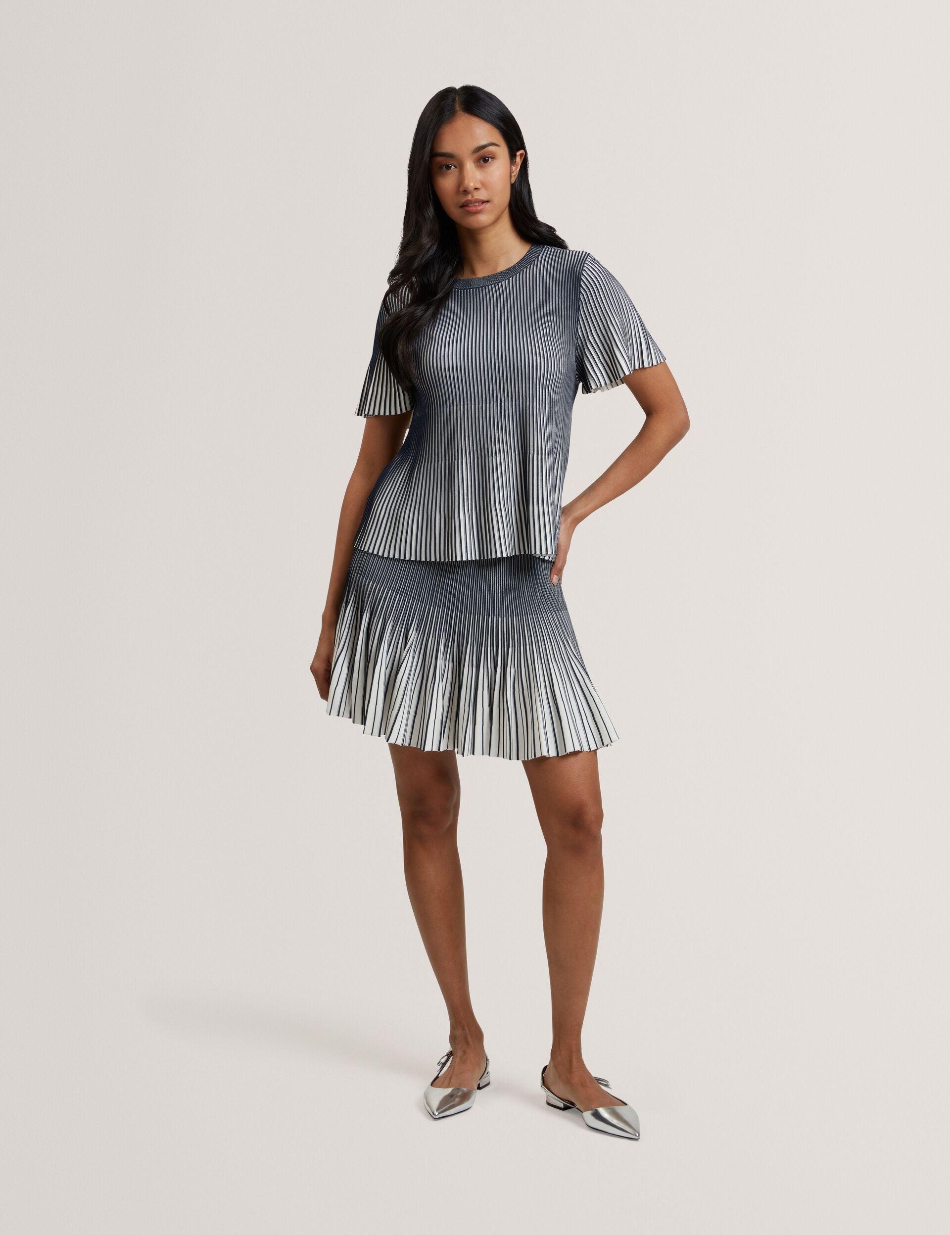 Textured Stripe Knit Flippy Mini Skirt by TED BAKER