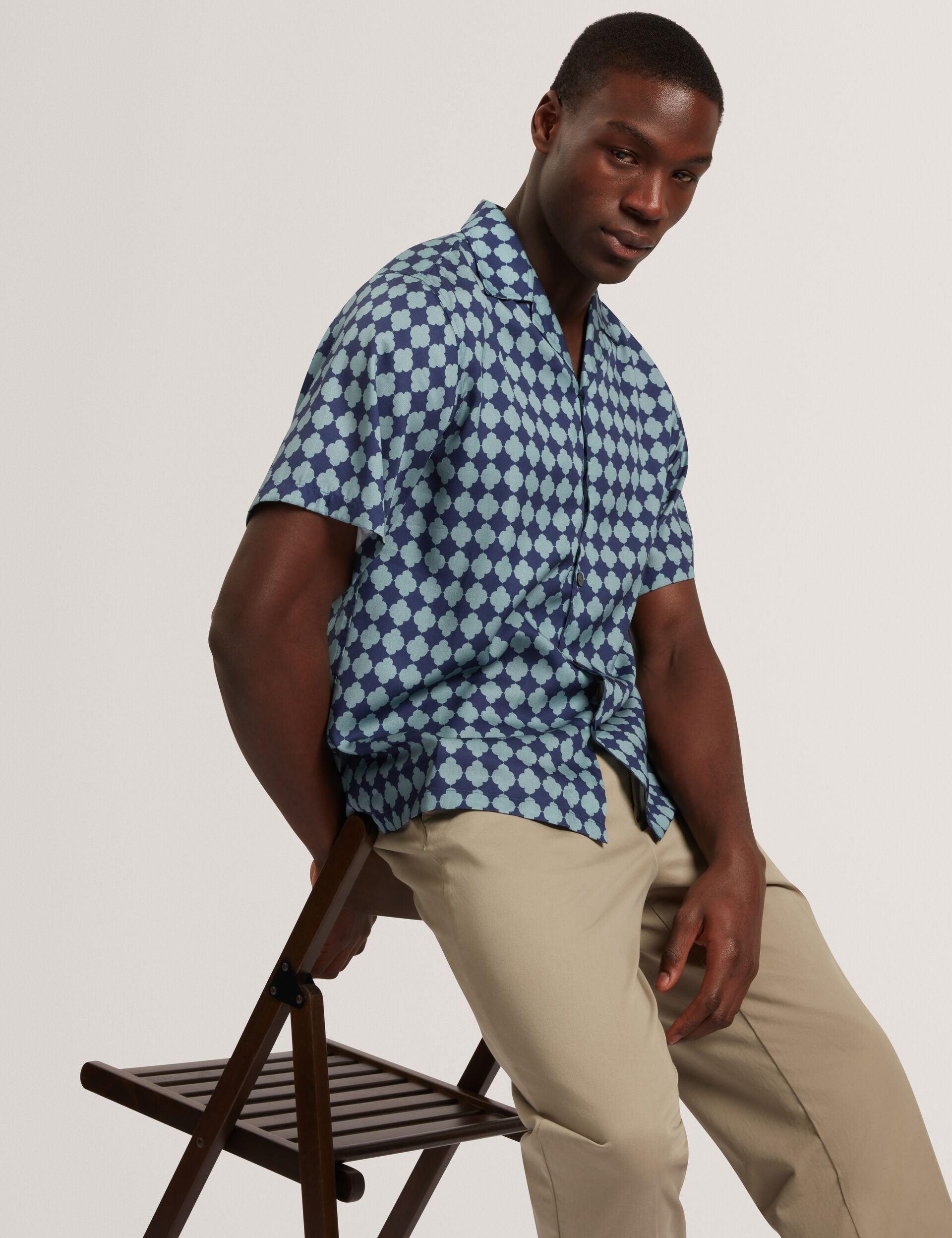 Tile Print Tencel Short Sleeve Shirt by TED BAKER