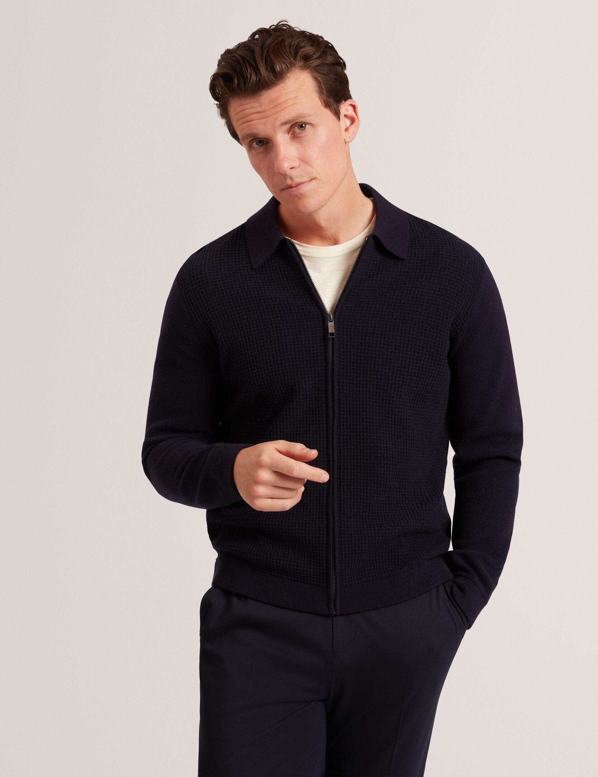 Waffle Knit Zip-Through Jumper by TED BAKER
