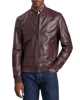 Waggoner Leather Bomber Jacket by TED BAKER