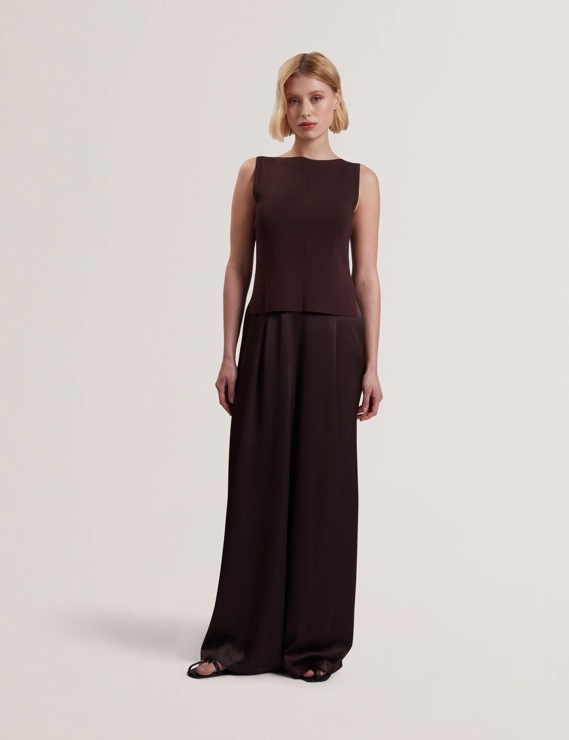 Wide Leg Satin Jumpsuit With Knitted Tank by TED BAKER