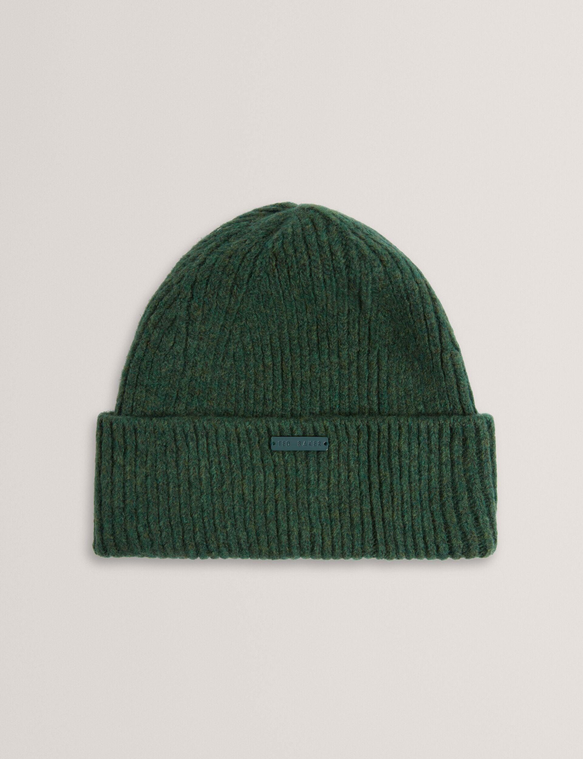 Wool Blend Ribbed Knit Beanie Hat by TED BAKER
