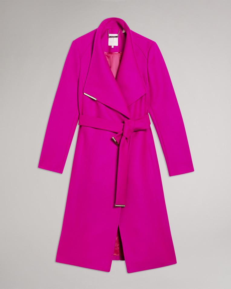 Wool Wrap Coat - ROSE - Bright Pink by TED BAKER