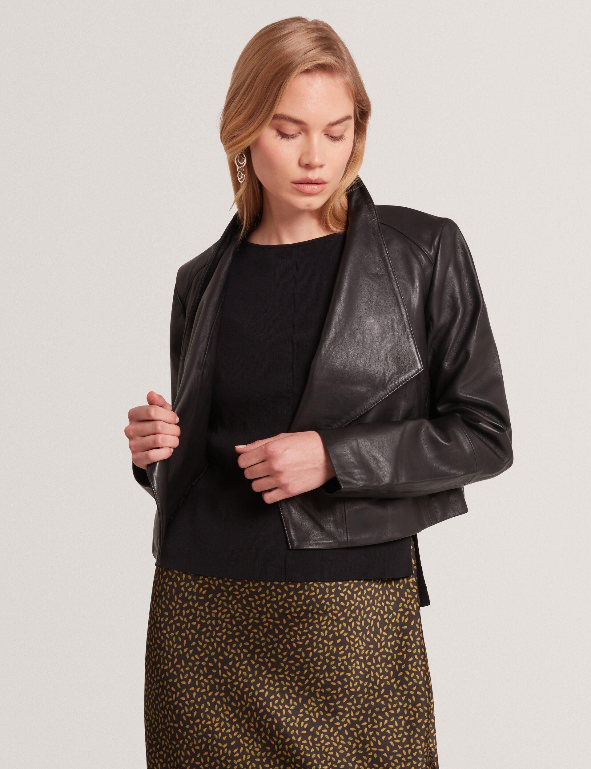 Wrap Front Cropped Leather Jacket by TED BAKER