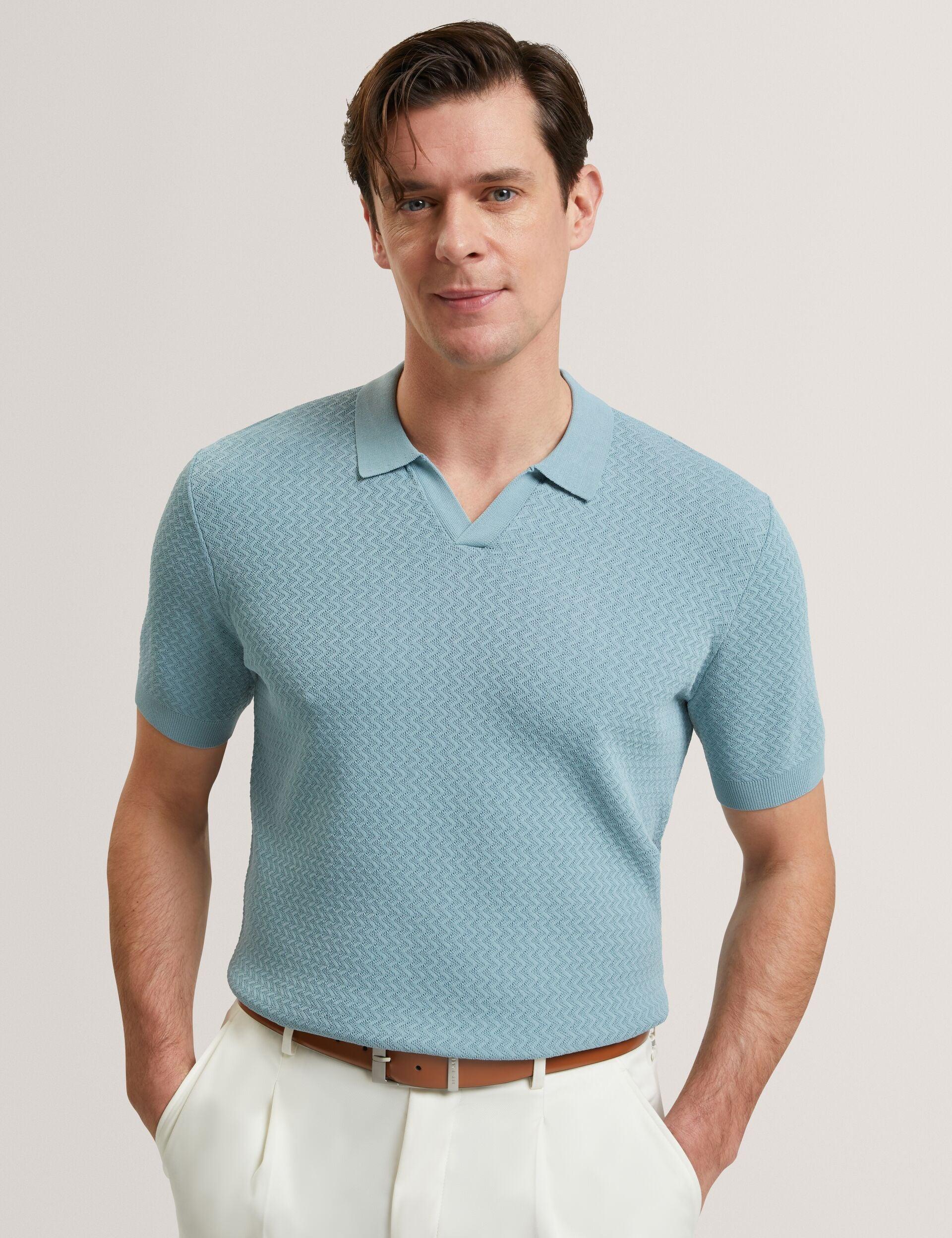 Zig Zag Knit Open Neck Polo by TED BAKER