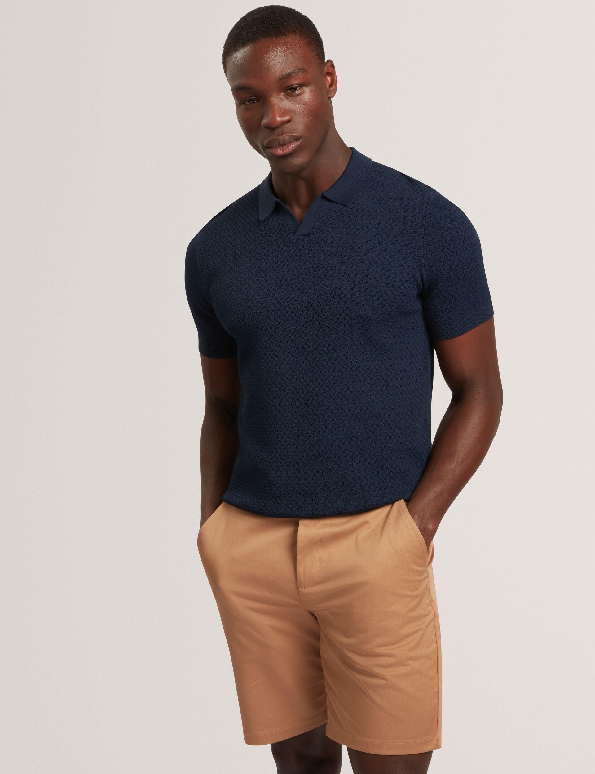 Zig Zag Knit Open Neck Polo by TED BAKER
