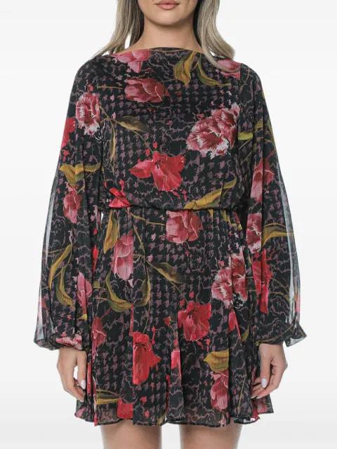floral-print long-sleeve mini dress by TED BAKER