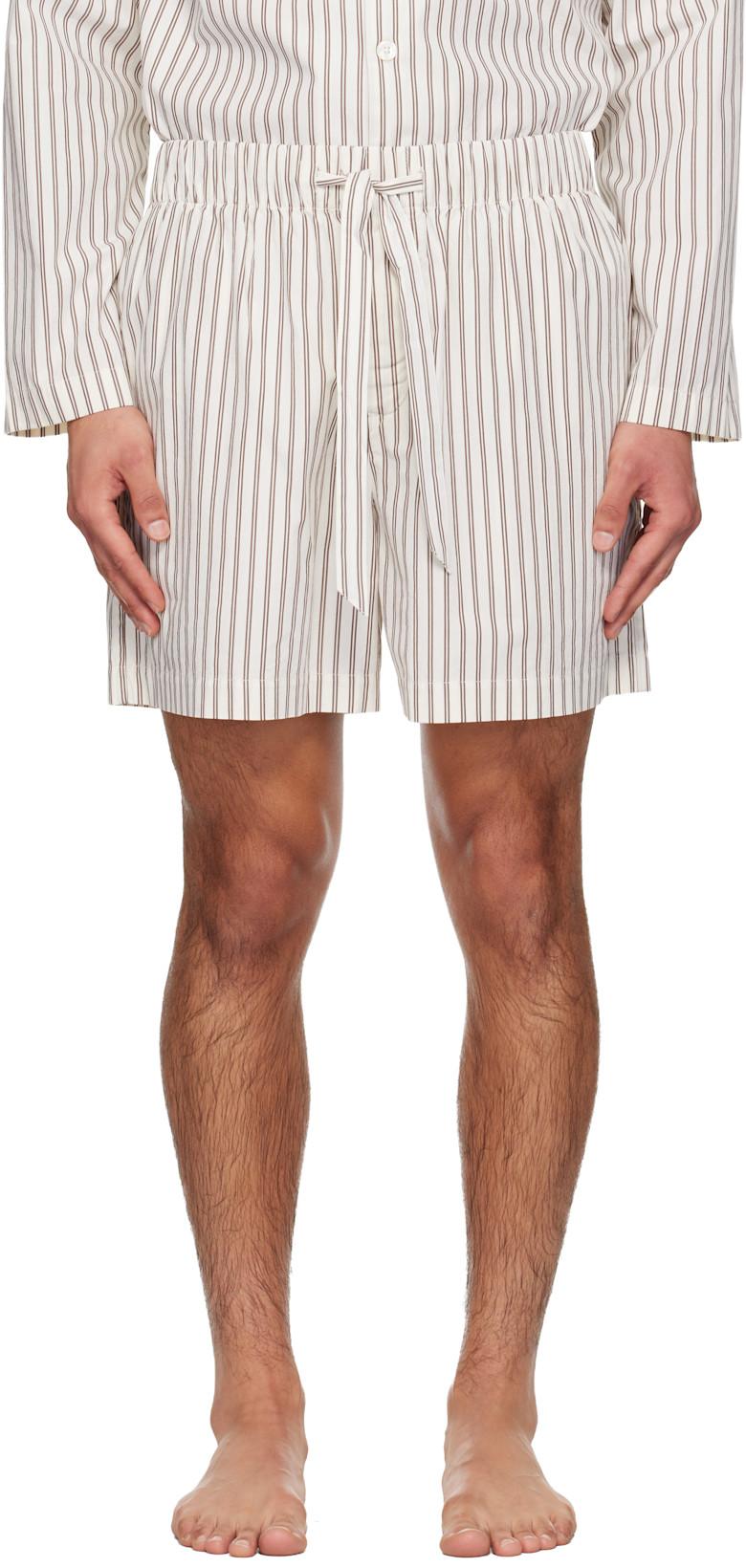 Beige & Brown Poplin Pyjama Shorts by TEKLA