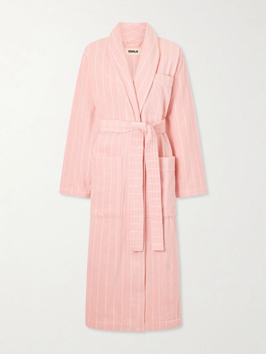 Belted striped cotton-terry robe by TEKLA