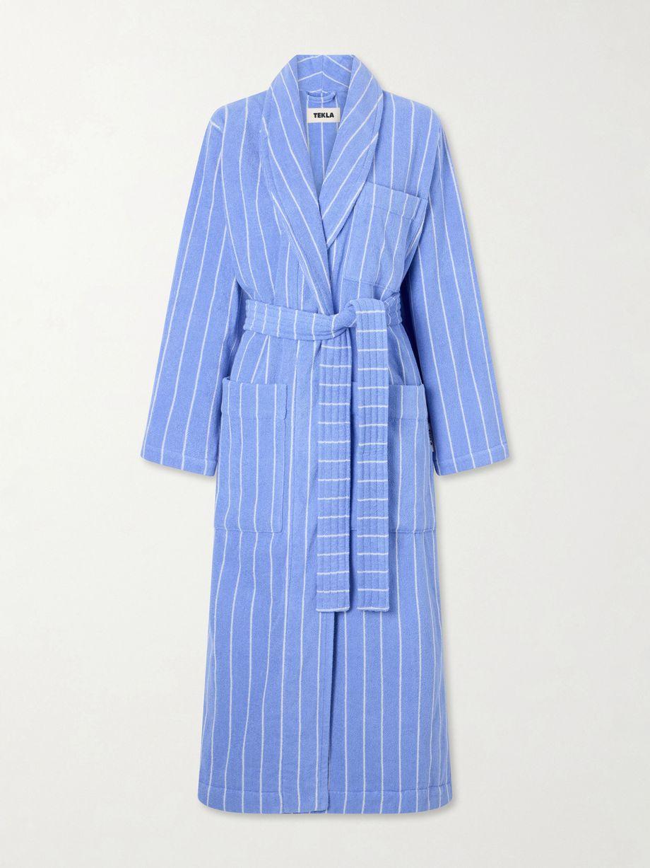 Belted striped cotton-terry robe by TEKLA
