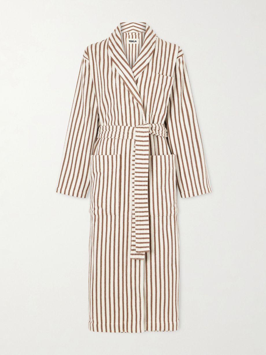 Belted striped organic cotton-terry robe by TEKLA