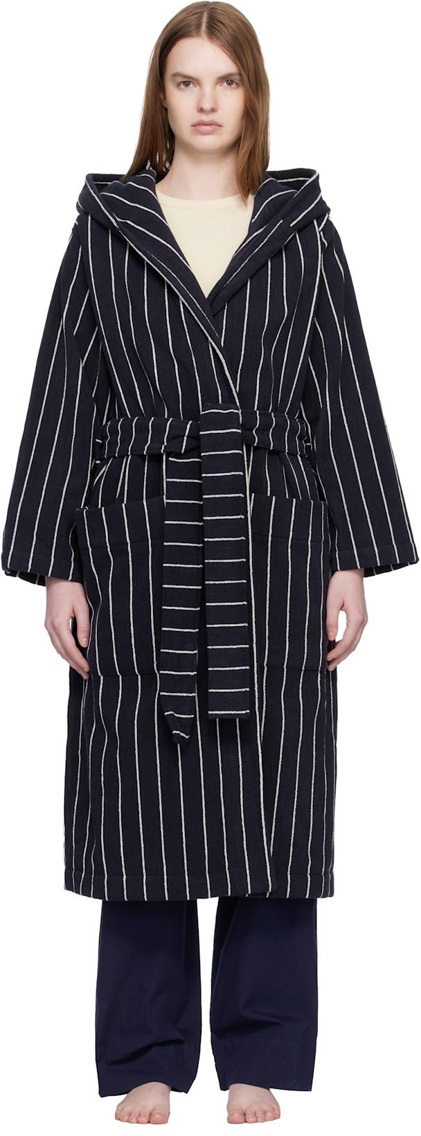 Black & White Terry Hooded Bathrobe by TEKLA
