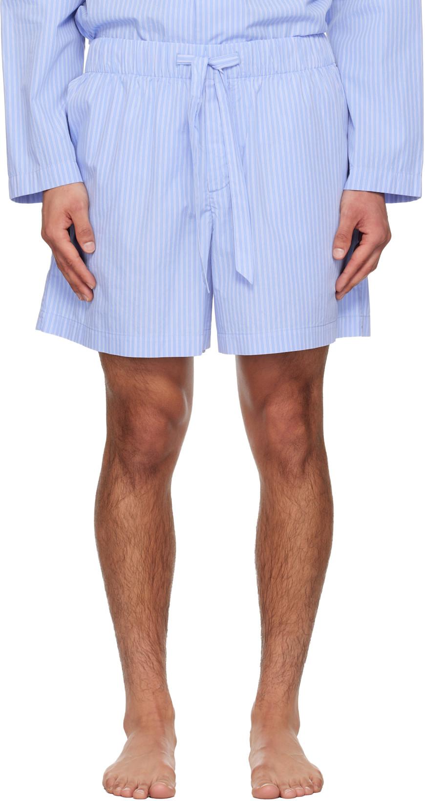 Blue Poplin Pyjama Shorts by TEKLA