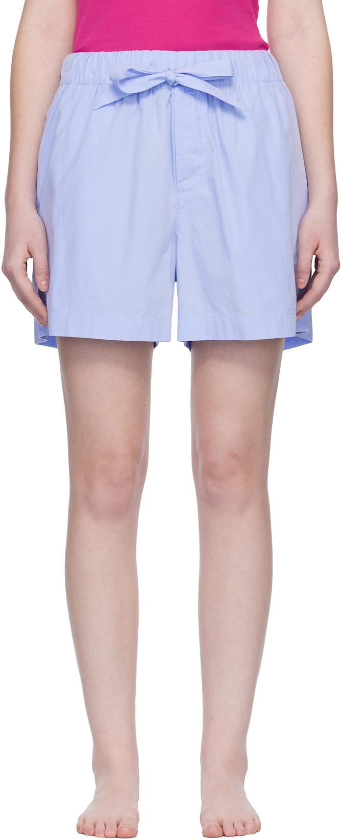 Blue Poplin Pyjama Shorts by TEKLA