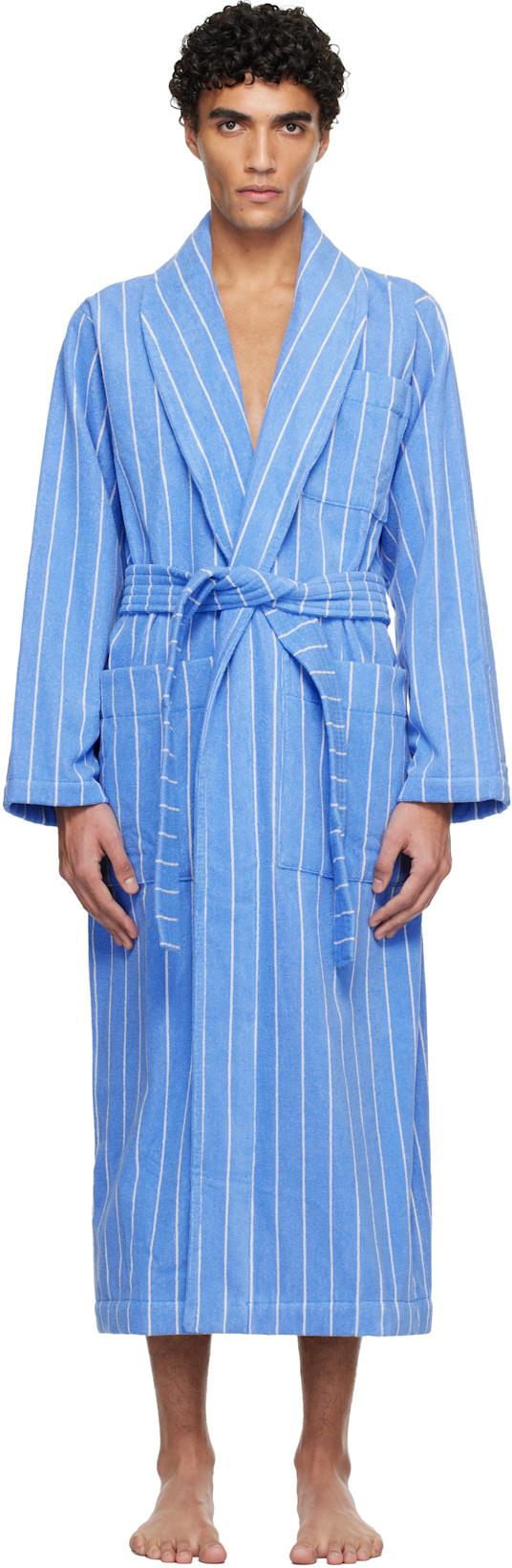 Blue & White Terry Classic Bathrobe by TEKLA