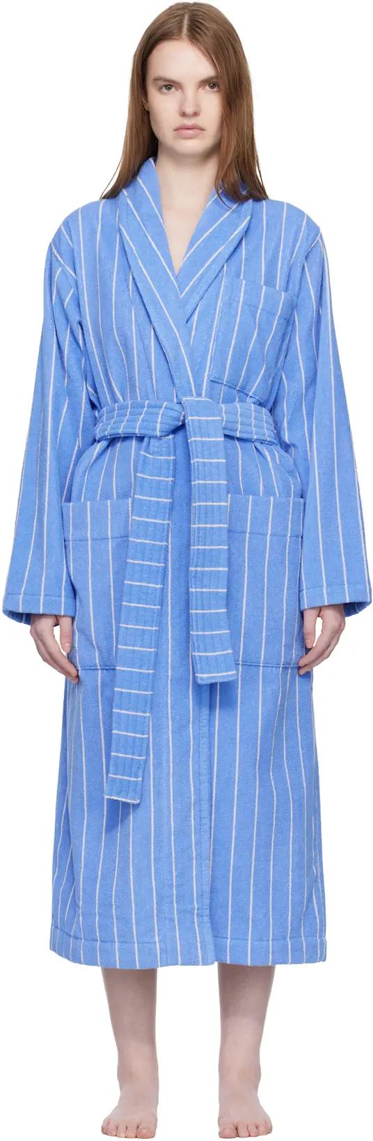 Blue & White Terry Classic Bathrobe by TEKLA