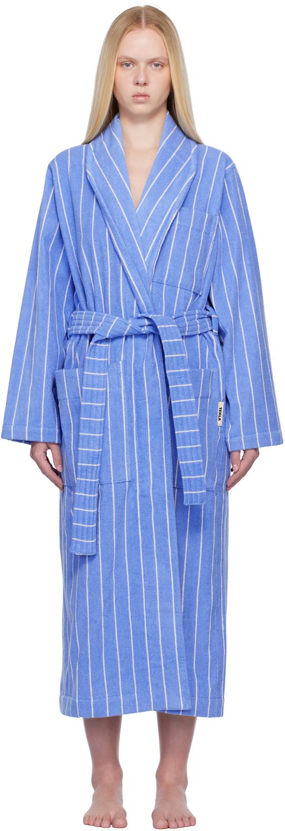 Blue & White Terry Classic Bathrobe by TEKLA
