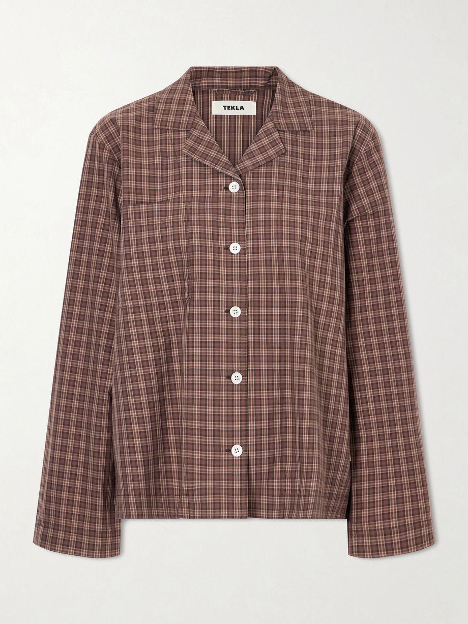 Checked organic cotton pajama shirt by TEKLA