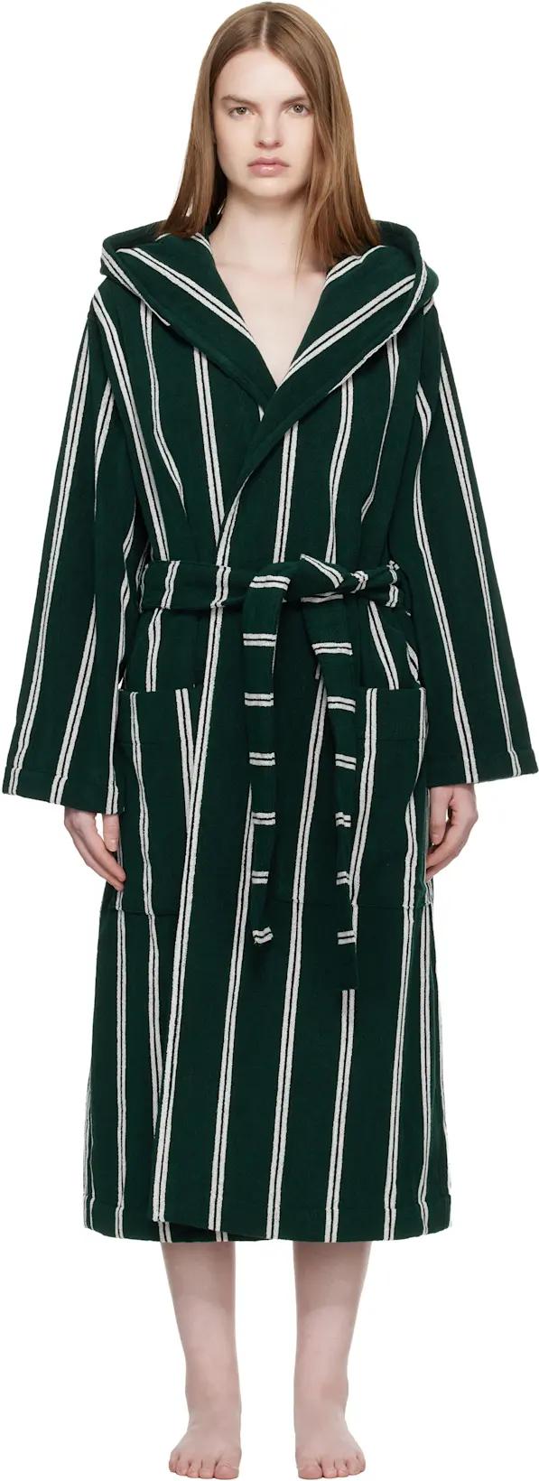 Green Terry Hooded Bathrobe by TEKLA