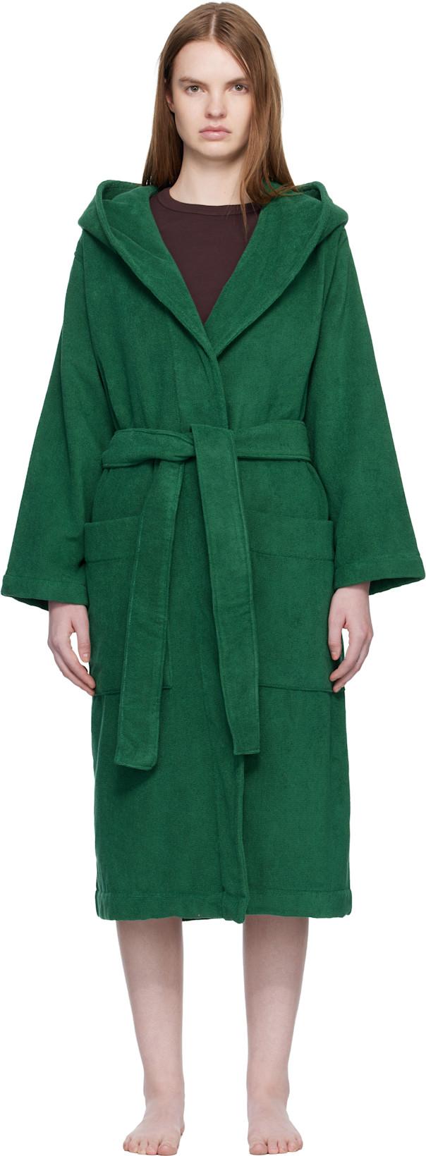 Green Terry Hooded Bathrobe by TEKLA