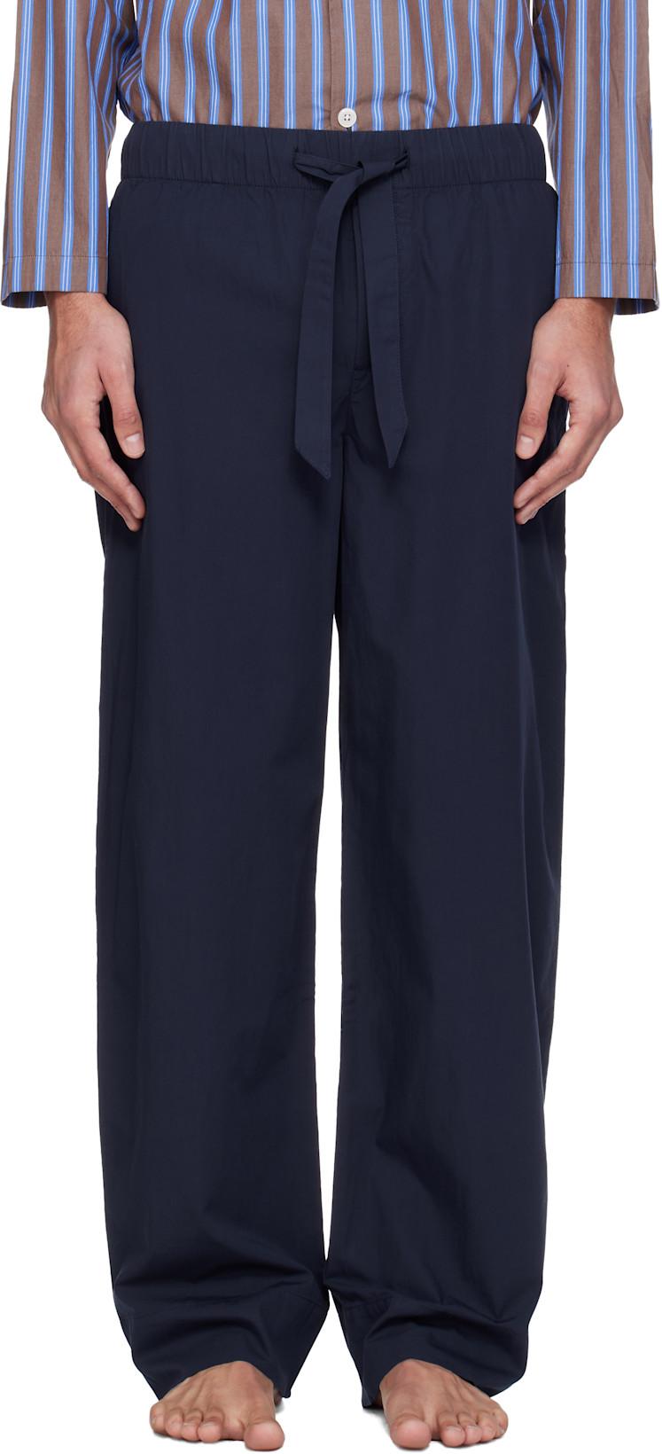 Navy Poplin Pyjama Pants by TEKLA