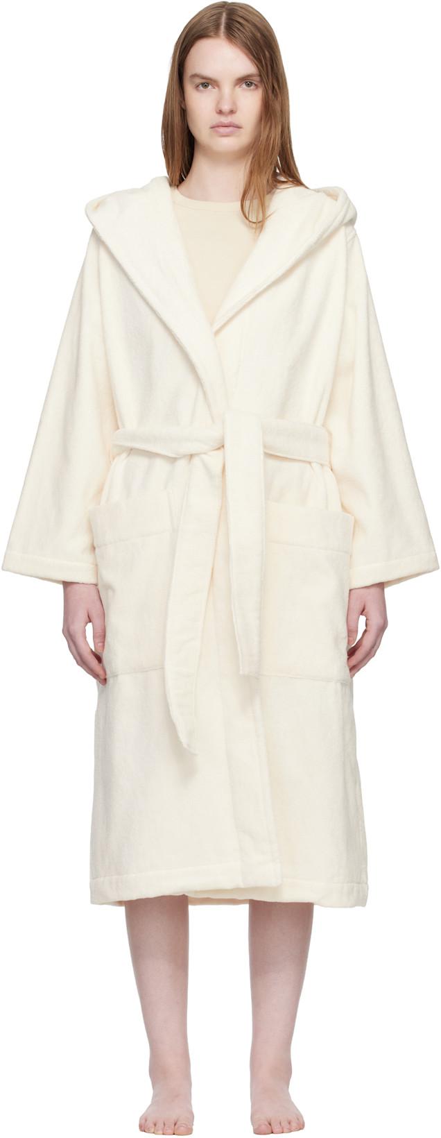 Off-White Terry Hooded Bathrobe by TEKLA