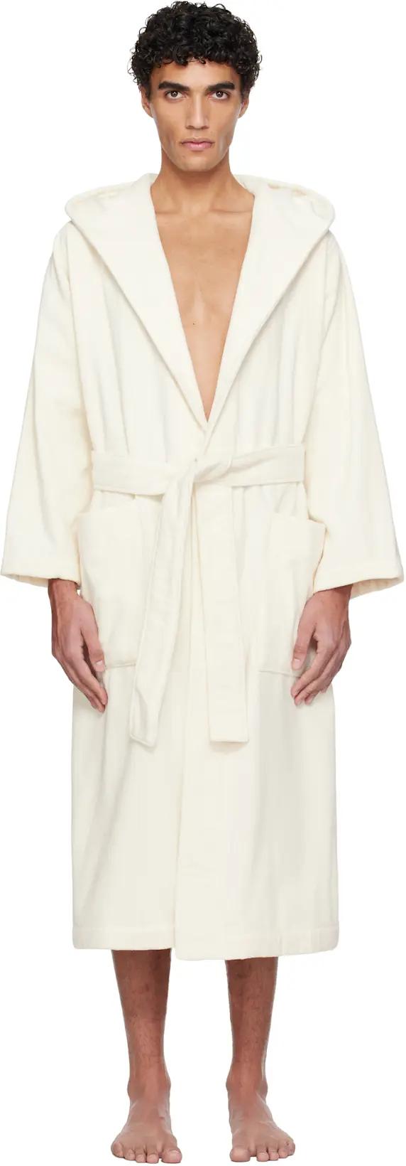 Off-White Terry Hooded Bathrobe by TEKLA