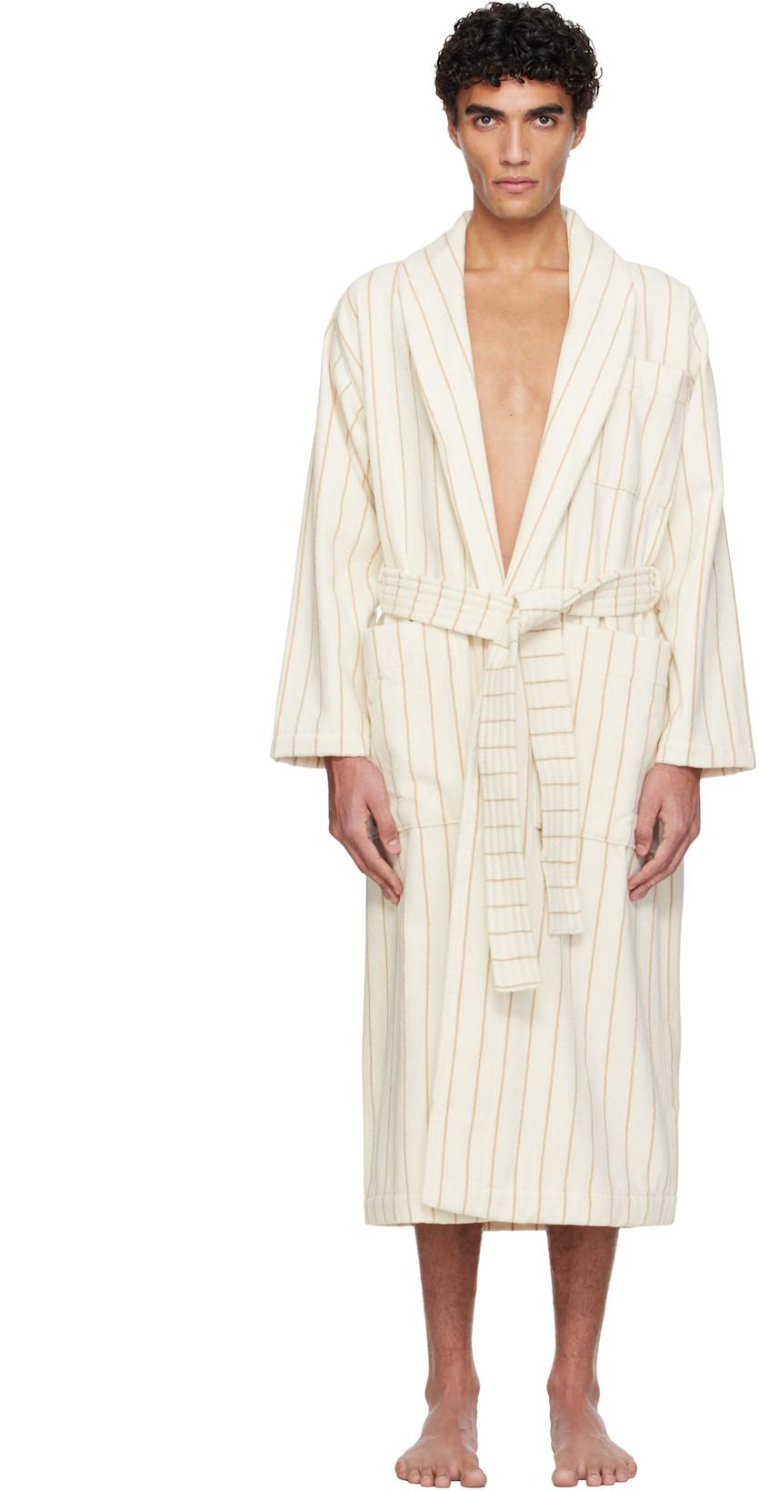 Off-White & Beige Terry Classic Bathrobe by TEKLA Off-White & Beige Terry Classic Bathrobe by TEKLA