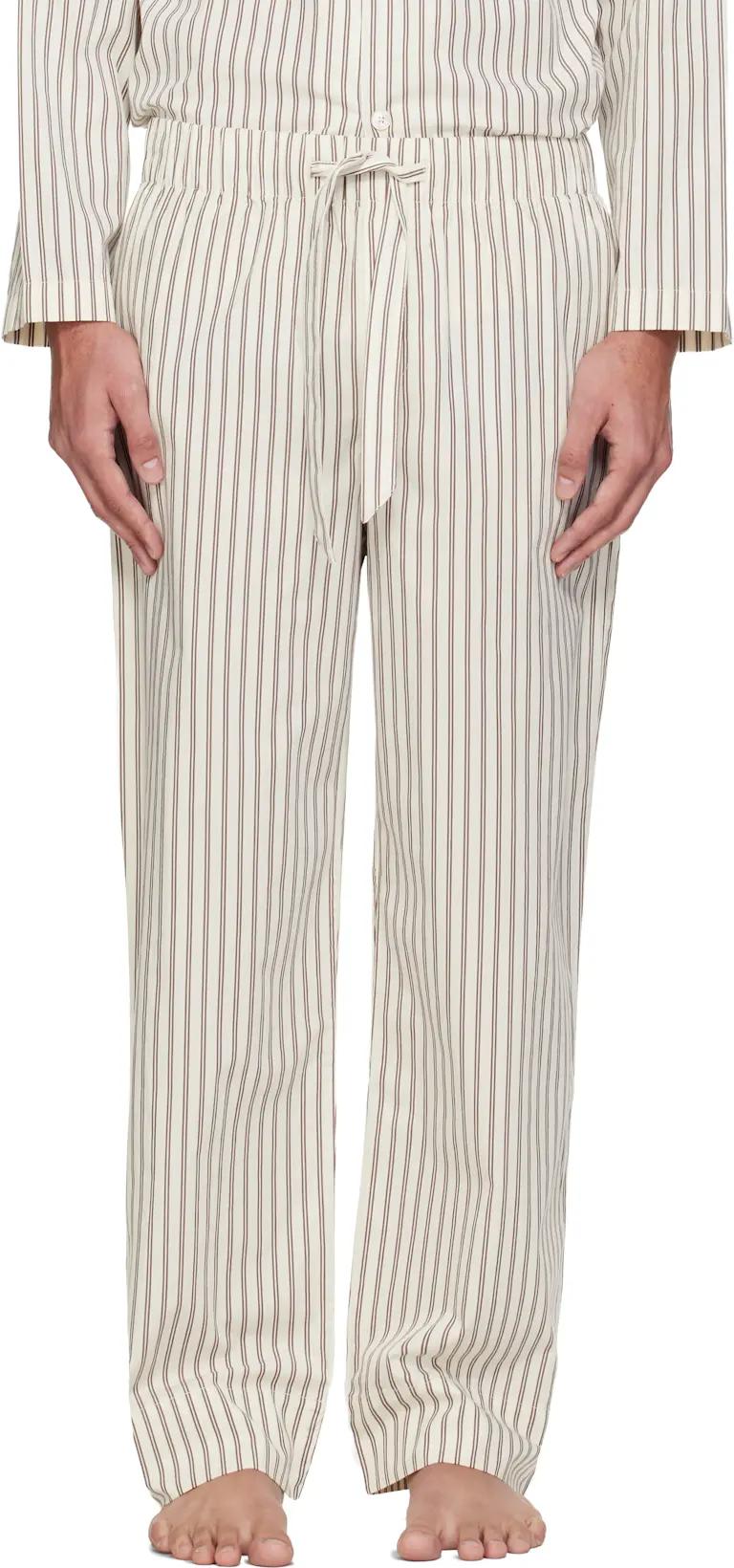 Off-White & Brown Poplin Pyjama Pants by TEKLA