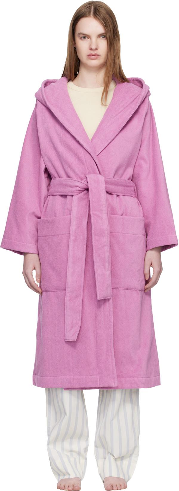 Pink Terry Hooded Bathrobe by TEKLA