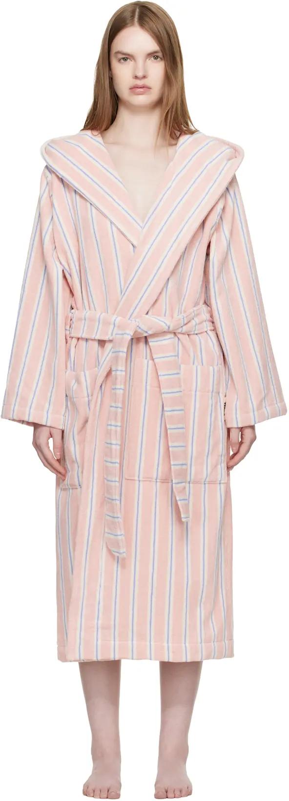 Pink Terry Hooded Bathrobe by TEKLA