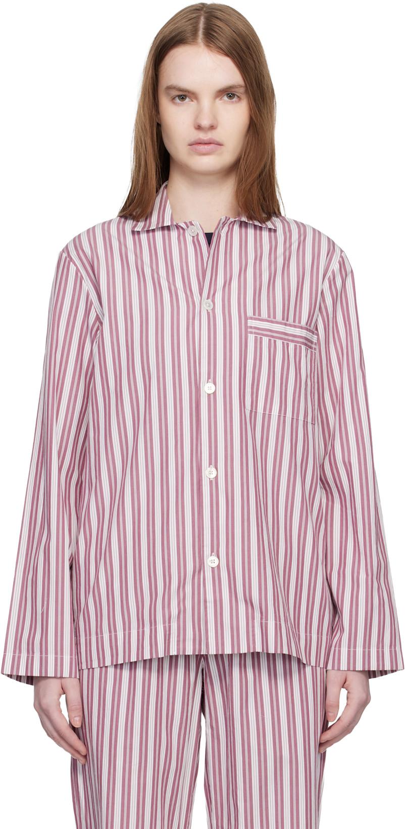 Pink & Off-White Poplin Long-Sleeved Pyjama Shirt by TEKLA